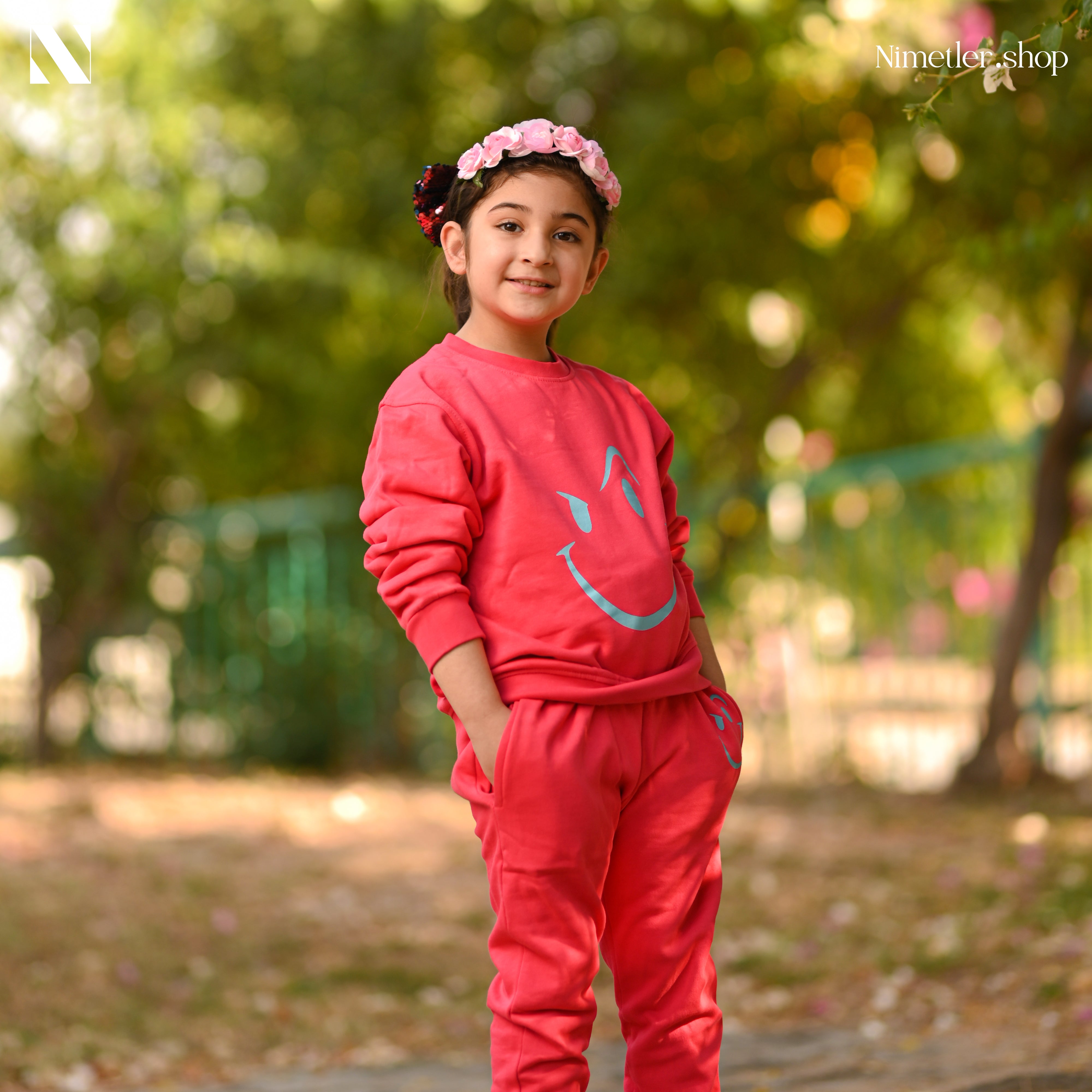 Vibrant Coral Pink Fleece Tracksuit