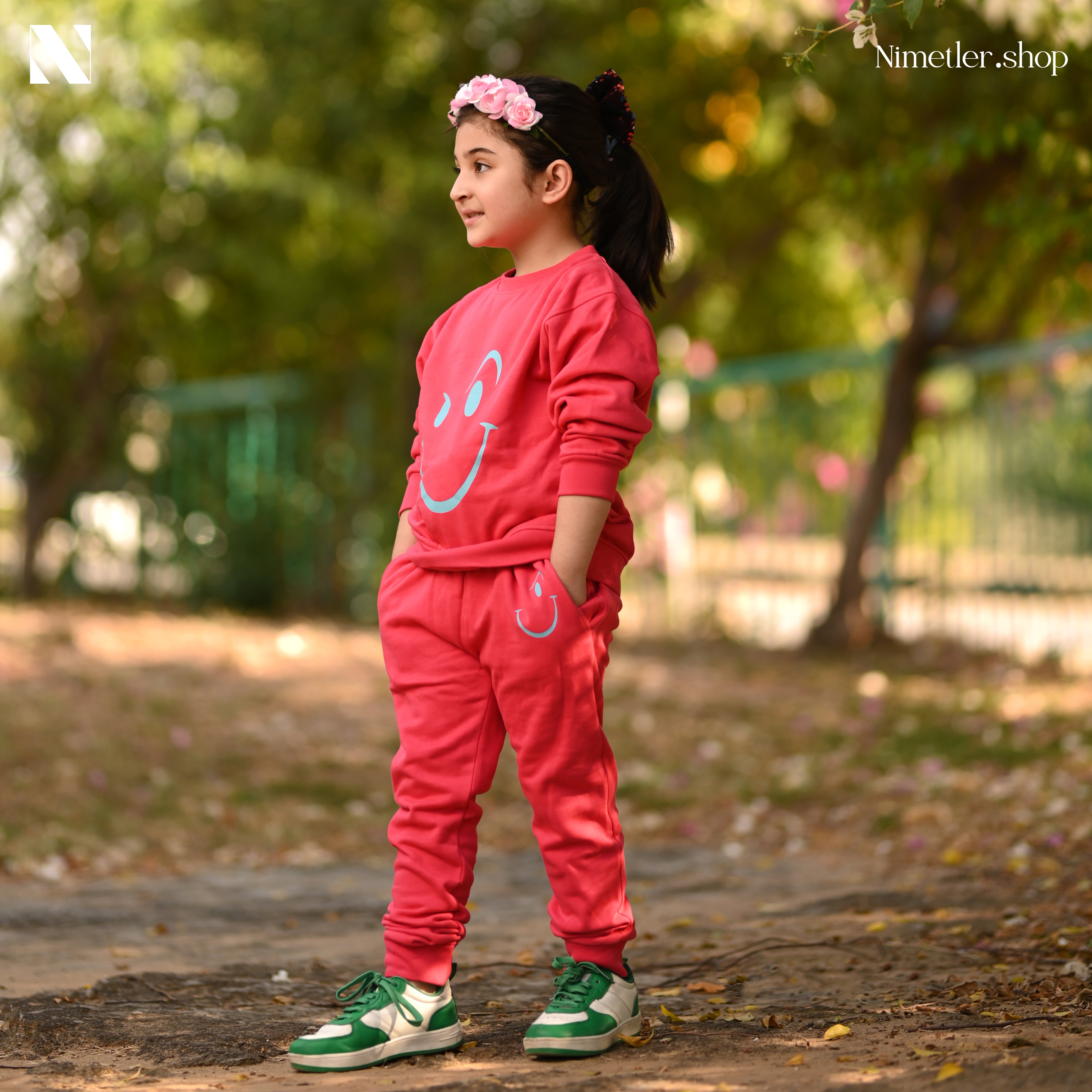 Vibrant Coral Pink Fleece Tracksuit