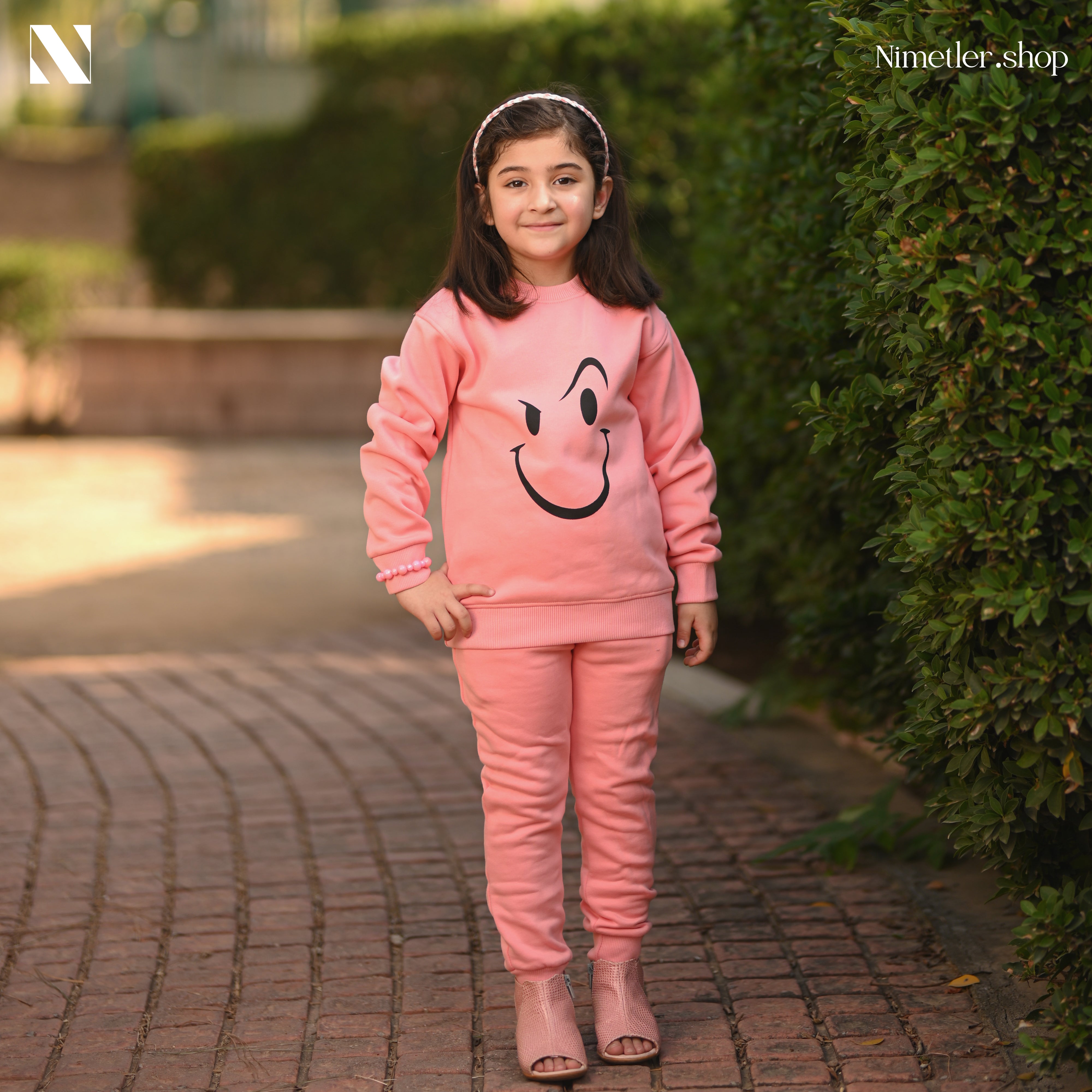 Girls' Pink Fleece Sweatshirt and Trouser Set