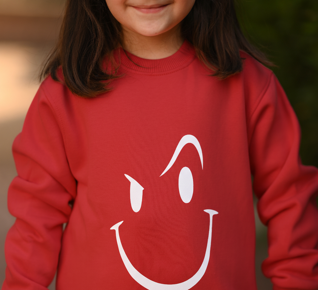Red Fleece Tracksuit with White Wink Smile